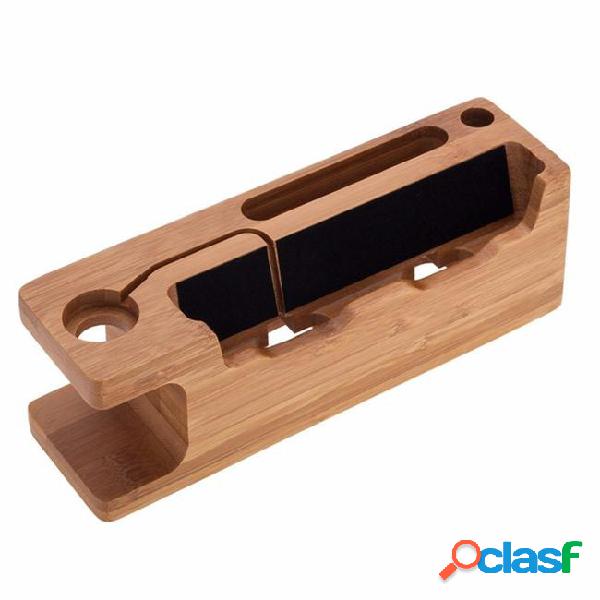 Real bamboo wood desktop stand for ipad tablet bracket