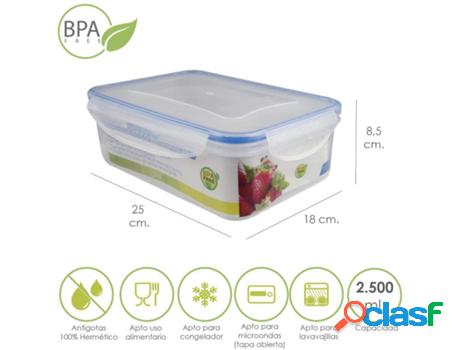 Recipiente hermetico plastico rectangular 2.500 ml.
