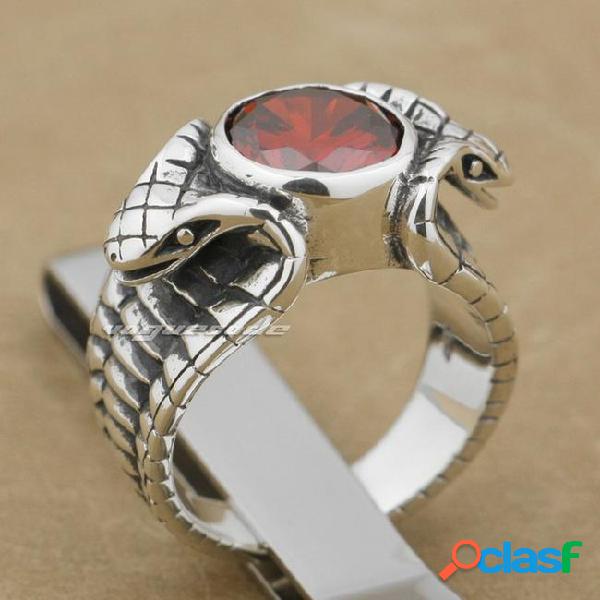 Red cz stone 925 sterling silver cobra fashion ring 9k008 us