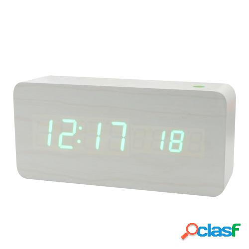 Reloj de alarma digital de madera 8 niveles Brillo ajustable