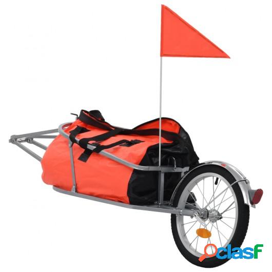 Remolque de bicicleta para equipaje con bolsa naranja y