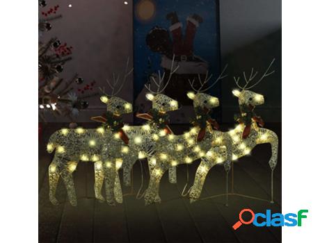 Renos de Navidad VIDAXL 80 LED (Dorado - 4 Piezas)