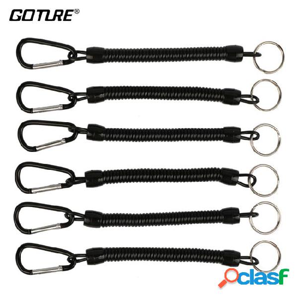 Retractable line goture 6pcs black fishing lanyard ropes