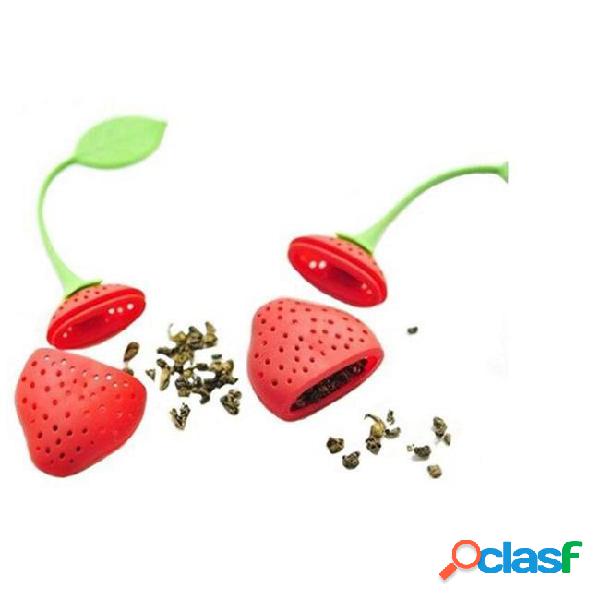 Reuseable foof safe silicone red strawberry shape tea leaf