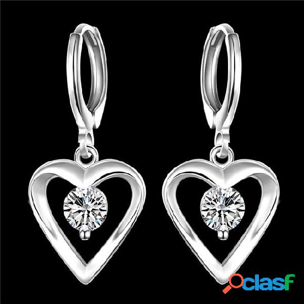 Romantic design 925 silver swiss cz diamond heart dangle