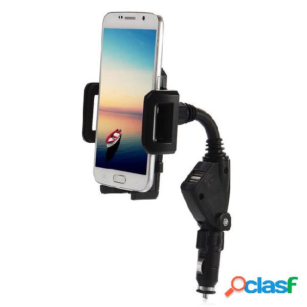 Rotatable car phone holder mount dual usb charger cradle for