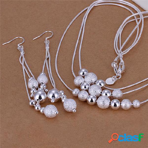 S122 fashion party jewelry set 925 silver three lines beads