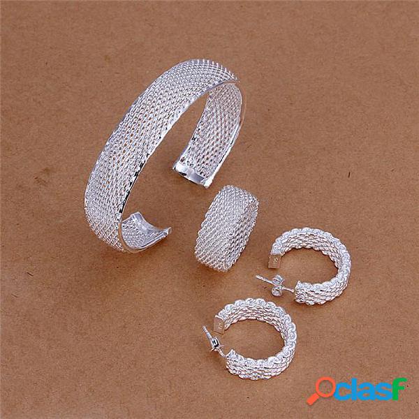 S249 factory price 925 sterling silver mesh bangles & ring &