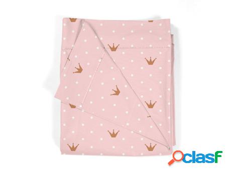 Sábana Encimera Infantil SOKIOS Corona Rosa (100 x 120 -
