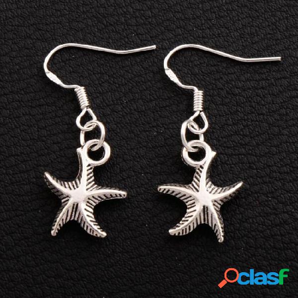 Sea star starfish earrings 925 silver fish ear hook