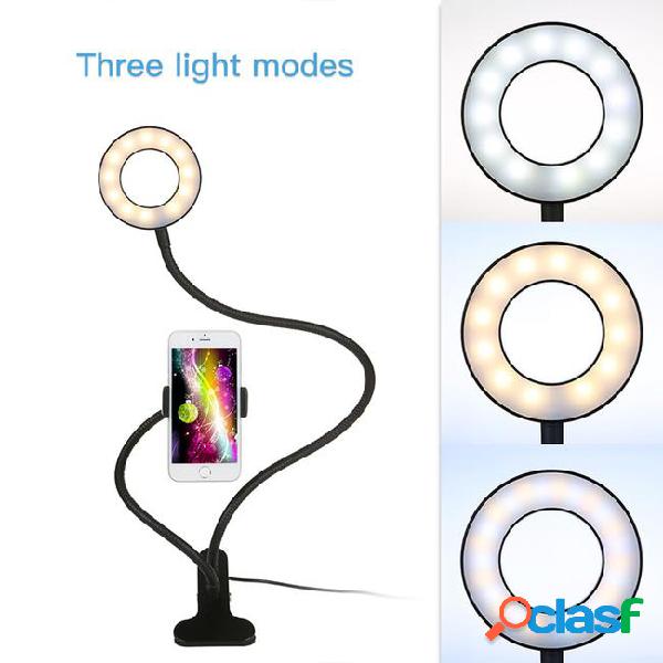 Selfie ring light with cell phone holder clip for live