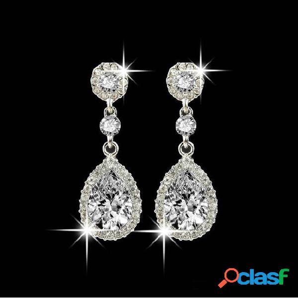 Shining fashion crystals earrings silver rhinestones long