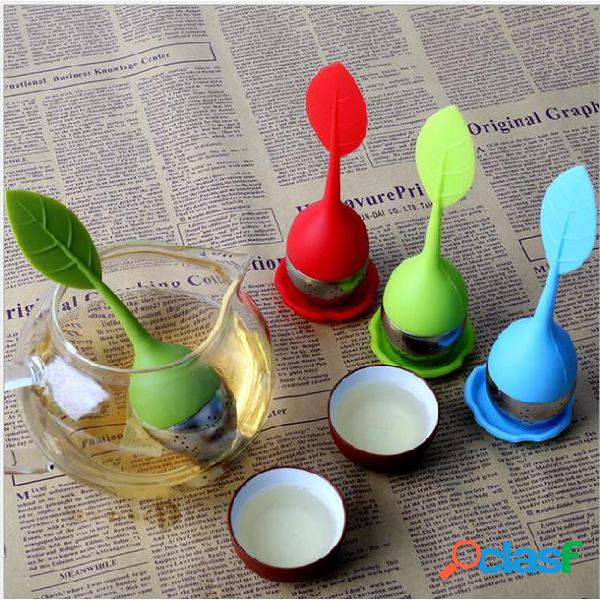 Silicon tea infuser leaf handle stainless steel strainer