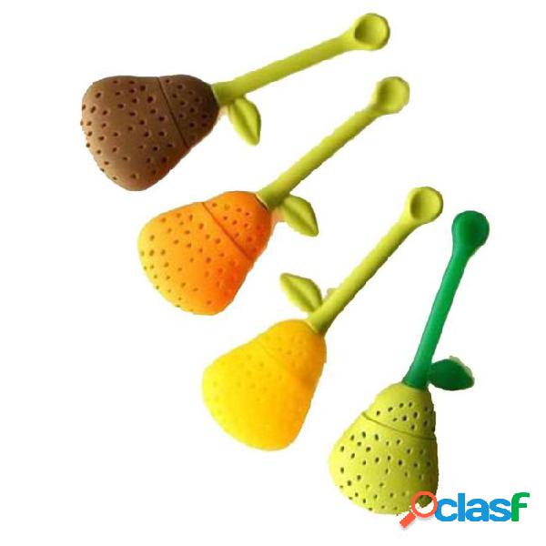 Silicone pears tea infuser filter stick stirring spoon mix
