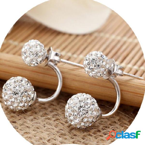 Silver crystal ball earrings korean high-end ear jewelry