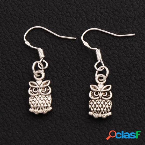 Small owl earrings 925 silver fish ear hook 50pairs/lot