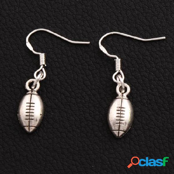 Soccer football sport earrings 925 silver fish ear hook