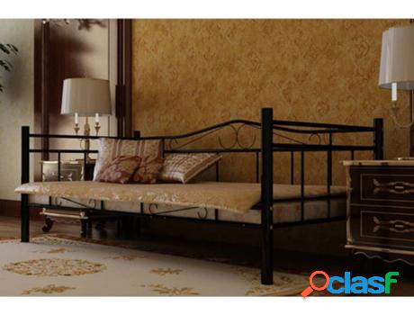 Sofá Cama + Colchón VIDAXL (Negro - Metal - Compatible con