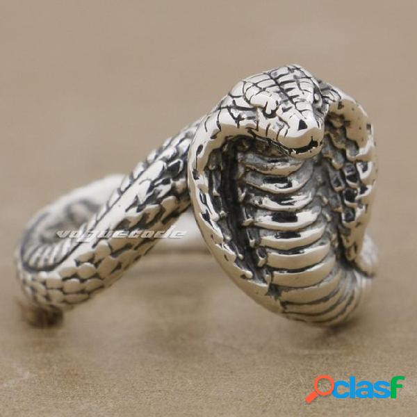 Solid 925 sterling silver cobra snake free size 8~9 mens