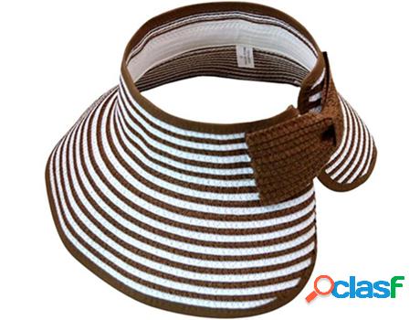 Sombrero de paja con visera a rayas marrón talla única