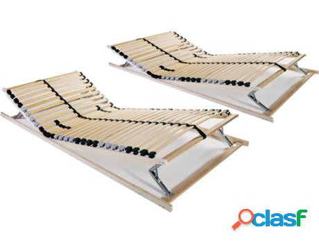 Somier de Láminas VIDAXL (Marrón - Madera - (Compatible