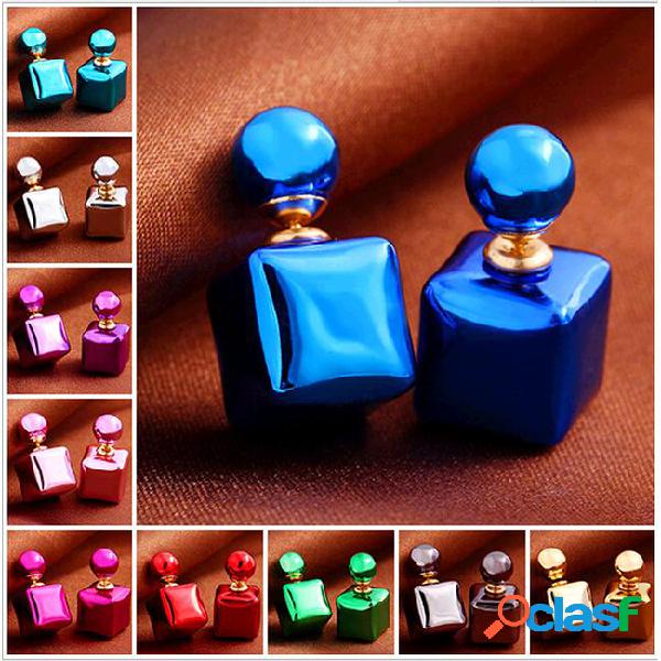 Square bright colourful candy color ear stud earring sweet