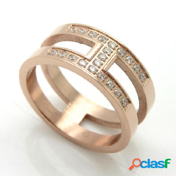Stainless steel ring classic h letter wedding ring with