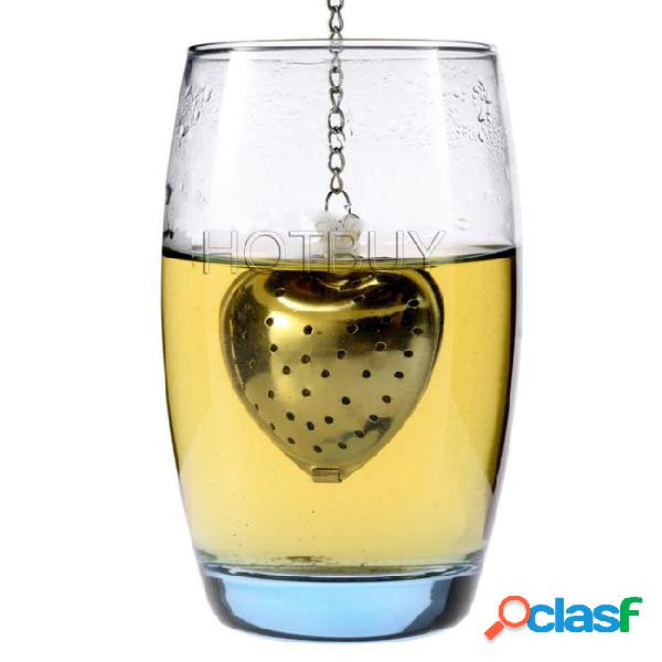 Stainless steel silver heart tea spice strainer ball infuser