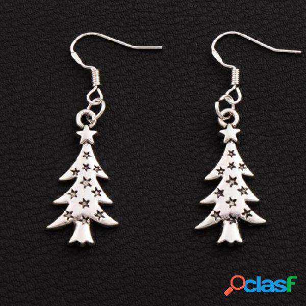 Star light christmas tree earrings 925 silver fish ear hook