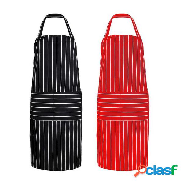 Stripe kitchen apron for women men useful cooking apron grid