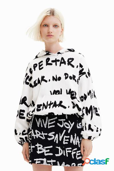 Sudadera oversize texto Manifesto all-over - WHITE - XS