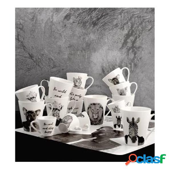 Taza mug new bone china animals 31 cl