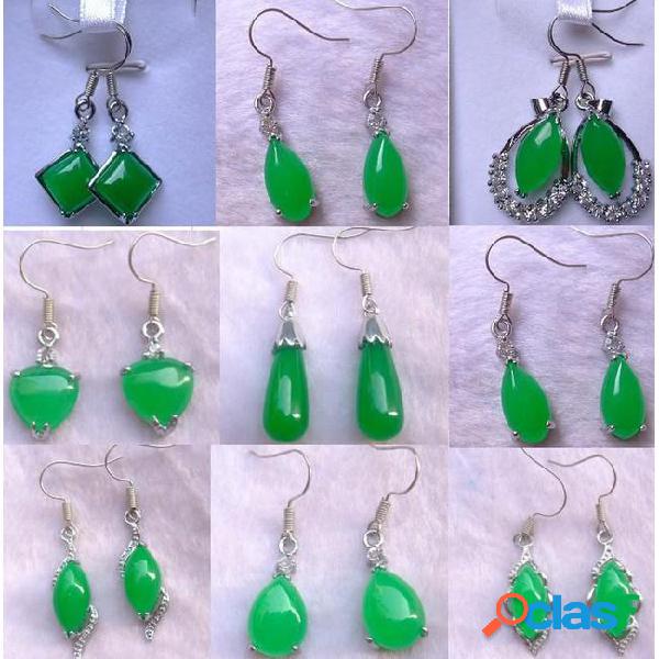 Tibet silver green jade malay jade pendant dangle necklace