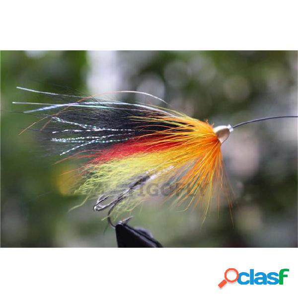 Tigofly 24 pcs/lot yellow&black feather cone head tube fly