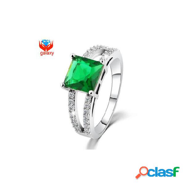 Unique emerald green cz diamond wedding rings for women 18k