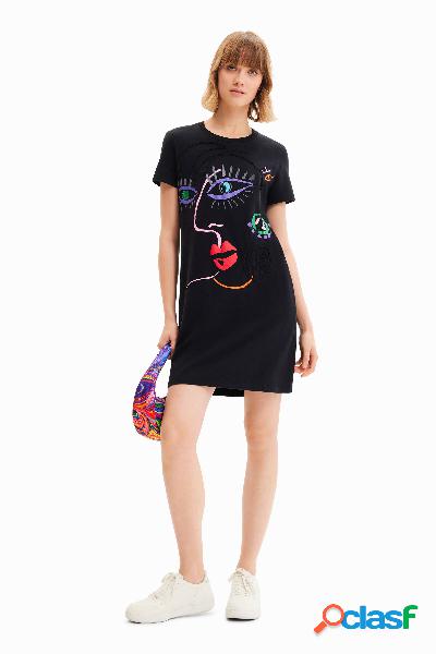 Vestido camiseta cara arty - BLACK - XS