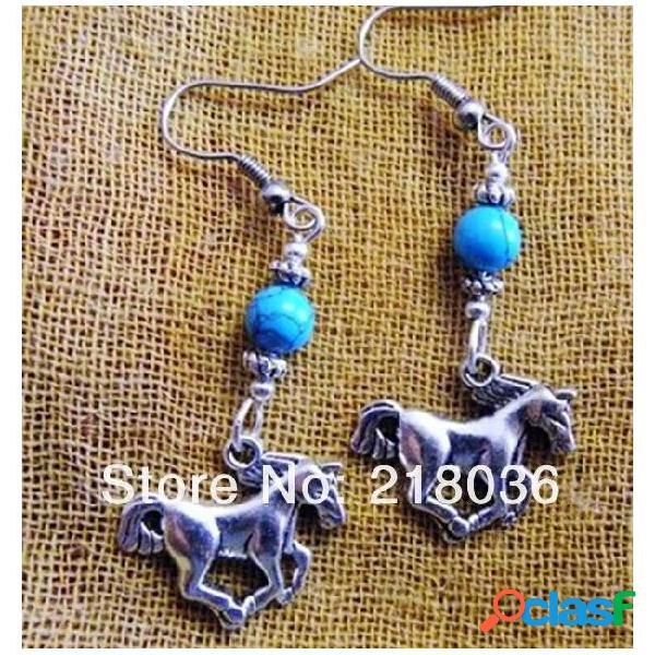 Wholesale fashion 50pair antique silver running horse charms