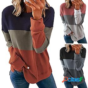 Women Sweatshirts Tie Dye Print Striped Color Block Long