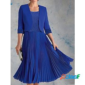 Women's A Line Dress Midi Dress Blue Embroidery 3/4 Length