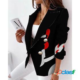 Women's Blazer with Pockets Abstract Stylish Long Sleeve