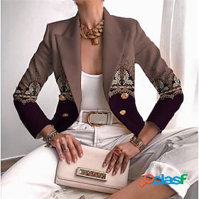 Women's Blazer with Pockets Print OL Style Formal Modern