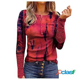 Women's Blouse Lace Leopard Print Daily Lace V Neck Spring