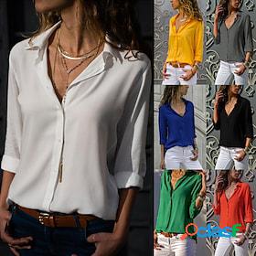 Women's Blouse Shirt Basic Business Elegant Plain Shirt
