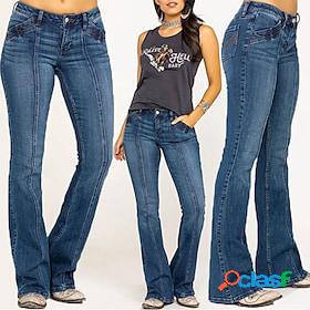 Women's Bootcut Jeans Distressed Jeans Bell Bottom Denim