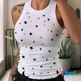 Women's Camisole Tank Top Camis Five-pointed star-white