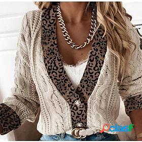 Women's Cardigan Sweater Jumper Cable Crochet Knit Knitted