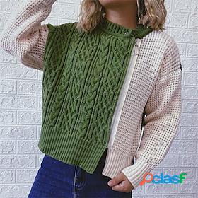 Women's Cardigan Sweater Jumper Cable Knit Zipper Knitted