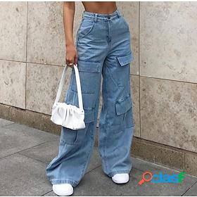 Women's Cargo Pants Jeans Kim Pants Palazzo Pants Denim Blue
