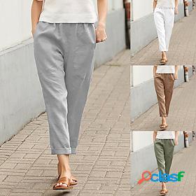 Women's Chinos Trousers Basic Mid Waist Pocket Daily