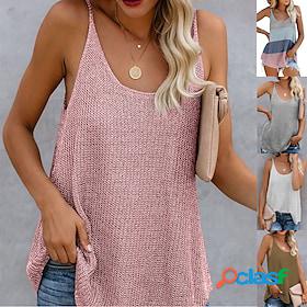 Women's Color Block Causal Holiday Sleeveless Camisole Tank